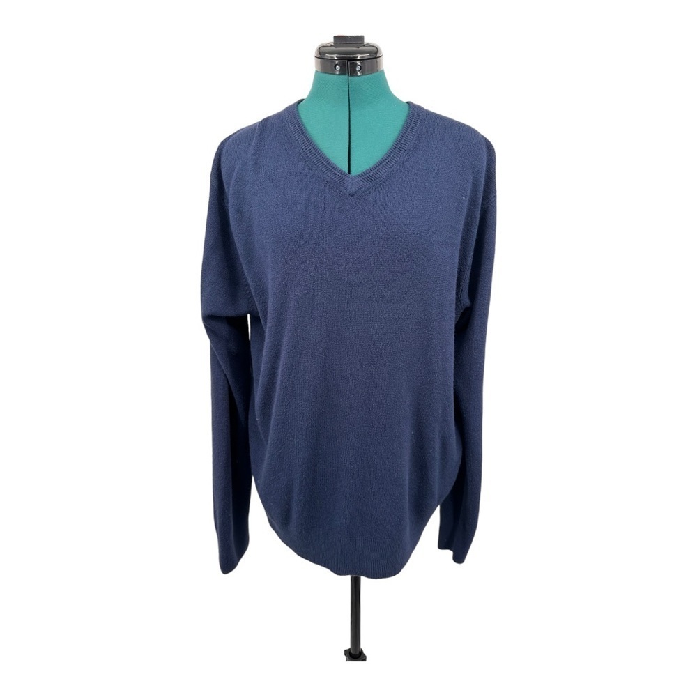 Dockers V-Neck Sweater Navy Cotton Pullover Men's Large - Picture 5 of 6